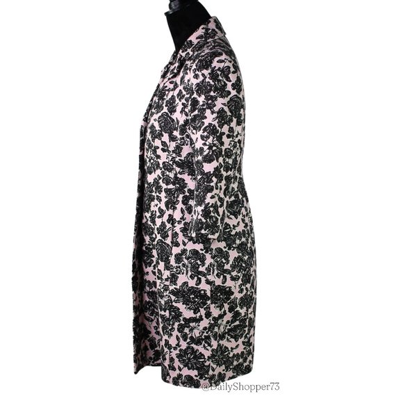 LOFT Ann Taylor Petite Women's Light Pink Black Floral Basketweave Dress Jacket - Picture 2 of 8